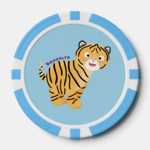 Cute happy tijgerkub cartoon poker chips