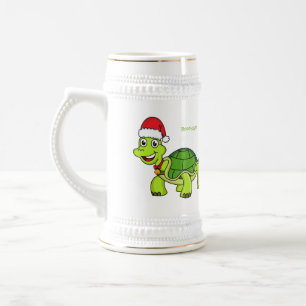 Cute happy tortoise in Santa hat Bierpul