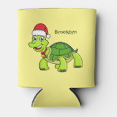 Cute happy tortoise in Santa hat Blikjeskoeler (Voorkant)