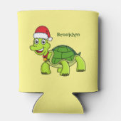 Cute happy tortoise in Santa hat Blikjeskoeler (Achterkant)