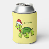 Cute happy tortoise in Santa hat Blikjeskoeler (Blikje Achterkant)