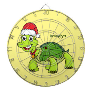 Cute happy tortoise in Santa hat Dartbord