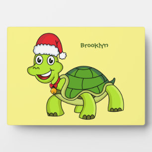 Cute happy tortoise in Santa hat Fotoplaat