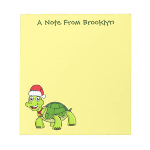 Cute happy tortoise in Santa hat Notitieblok