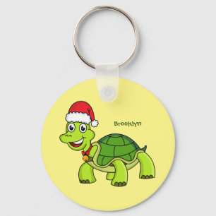 Cute happy tortoise in Santa hat Sleutelhanger