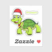 Cute happy tortoise in Santa hat Sticker (Vel)