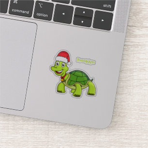 Cute happy tortoise in Santa hat Sticker