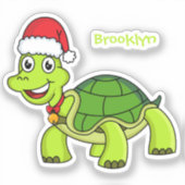 Cute happy tortoise in Santa hat Sticker (Voorkant)