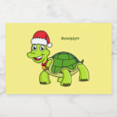 Cute happy tortoise in Santa hat Voedselcontainer Etiket (Enkel label)