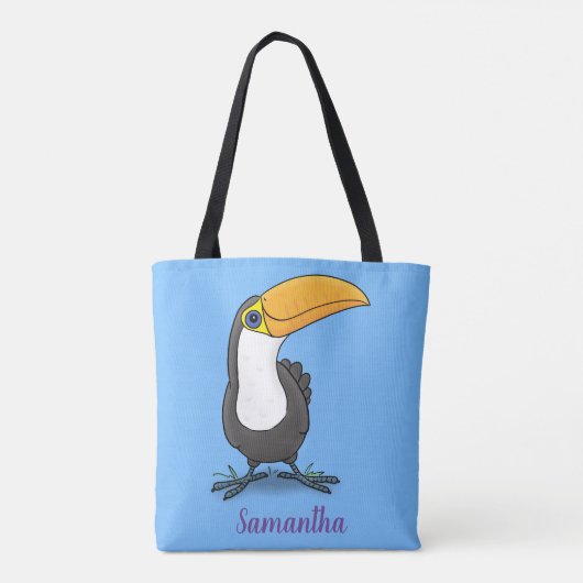 Cute happy toucan cartoon illustratie draagtas (Achterkant)