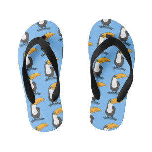 Cute happy toucan cartoon illustratie kinder teenslippers