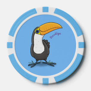 Cute happy toucan cartoon illustratie poker chips