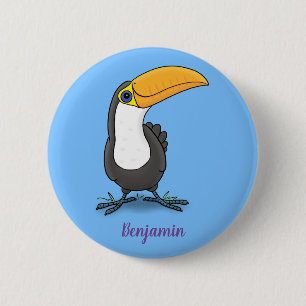 Cute happy toucan cartoon illustratie ronde button 5,7 cm