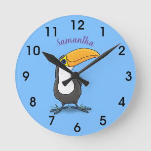 Cute happy toucan cartoon-illustratie ronde klok