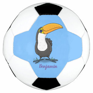 Cute happy toucan cartoon illustratie voetbal