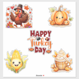 Cute Happy Turkey Day Thanksgiving Stickers