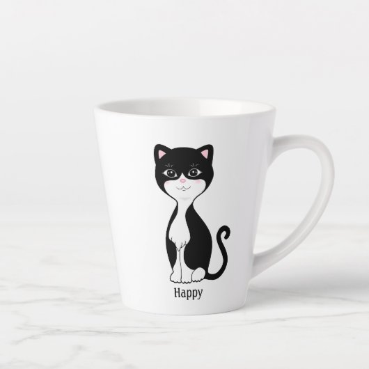 Cute Happy Tuxedo Cat Latte Mok (Rechts)