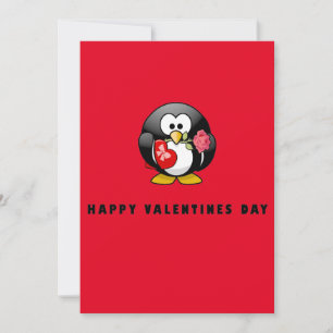 Cute Happy Valentijnsdag Pinguïn Vogel Plat Kaart