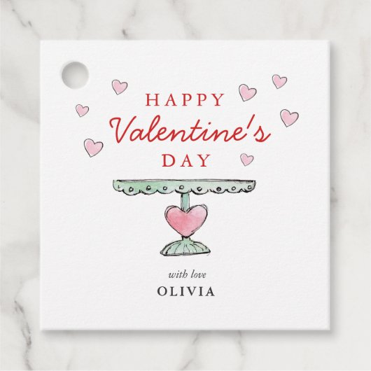 Cute Happy Valentine Day Roze en witte harten Bedankjes Labels (Voorkant)