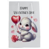 Cute Happy Valentine's Day bunny  Medium Cadeauzakje (Achterkant)