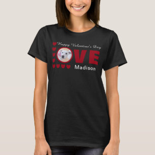 Cute Happy Valentines Day Dog Love Hearts Red T-shirt