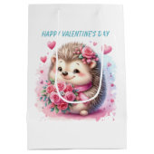 Cute Happy Valentine's Day hedgehog Medium Cadeauzakje (Achterkant)