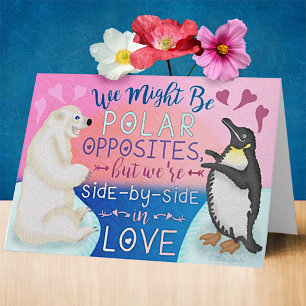 Cute Happy Valentine's Day Polar Beer Penguin Love Feestdagen Kaart