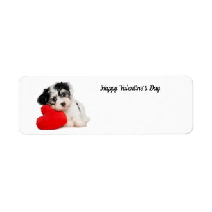 Cute Happy Valentine's Day Puppy Etiket