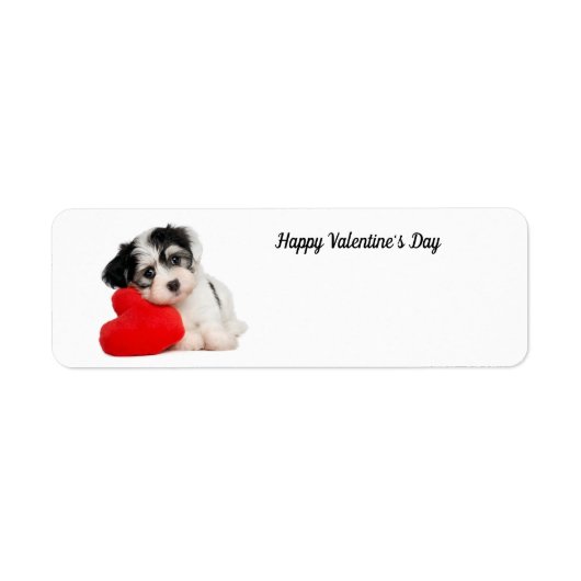 Cute Happy Valentine's Day Puppy Etiket (Voorkant)