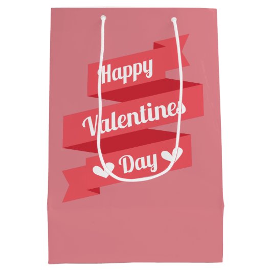Cute Happy Valentines Day Text Design Medium Cadeauzakje (Achterkant)