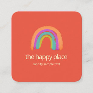 Cute Happy Waterverf Rainbow Square Visitekaartje