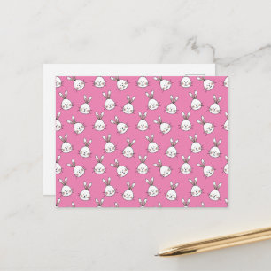 Cute Happy White Paaster Bunny op Roze Briefkaart