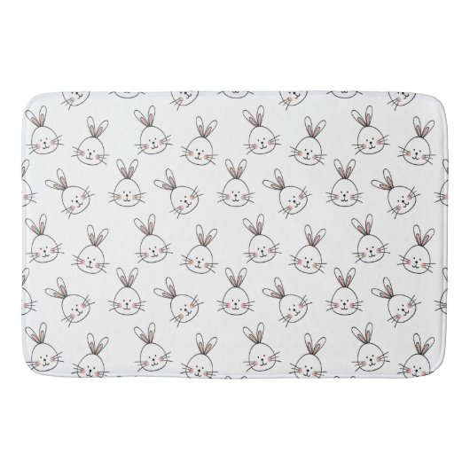 Cute Happy White Paaster Bunny Pattern Badmat (Voorkant)
