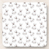 Cute Happy White Paaster Bunny Pattern Bier Onderzetter (Voorkant)