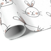 Cute Happy White Paaster Bunny Pattern Cadeaupapier (Rol Hoek)