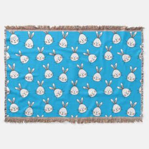 Cute Happy White Paaster Bunny Pattern Deken