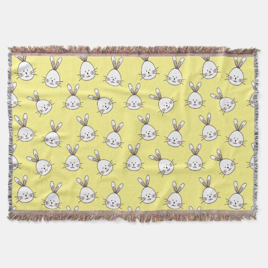 Cute Happy White Paaster Bunny Pattern Deken (Voorkant)
