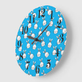 Cute Happy White Paaster Bunny Pattern Grote Klok (Hoek)