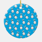 Cute Happy White Paaster Bunny Pattern Keramisch Ornament (Achterkant)
