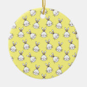 Cute Happy White Paaster Bunny Pattern Keramisch Ornament (Voorkant)