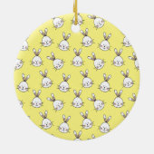 Cute Happy White Paaster Bunny Pattern Keramisch Ornament (Achterkant)
