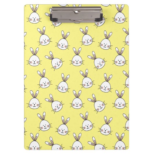 Cute Happy White Paaster Bunny Pattern Klembord (Voorkant)
