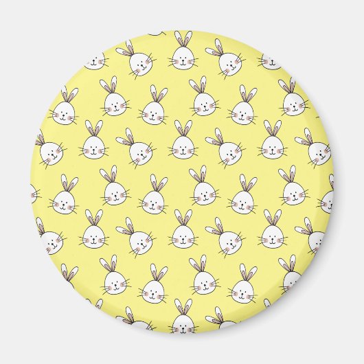 Cute Happy White Paaster Bunny Pattern Magneet (Voorkant)