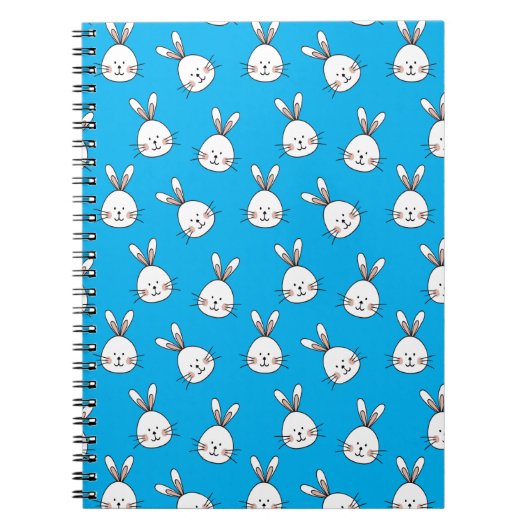 Cute Happy White Paaster Bunny Pattern Notitieboek (Voorkant)