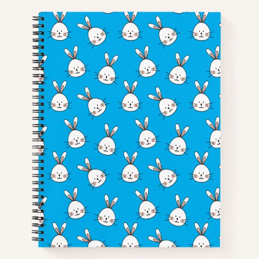 Cute Happy White Paaster Bunny Pattern Notitieboek (Voorkant)