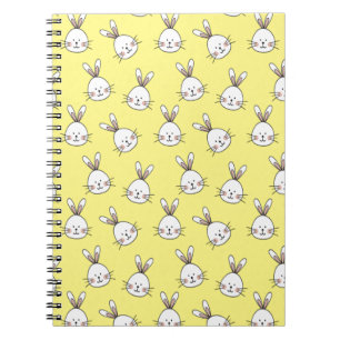Cute Happy White Paaster Bunny Pattern Notitieboek