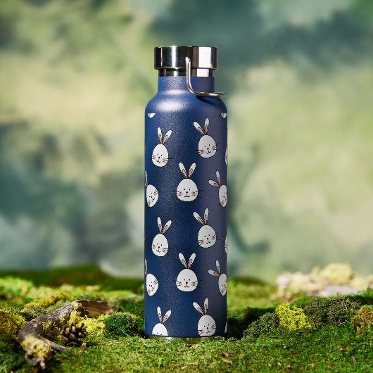 Cute Happy White Paaster Bunny Pattern Waterfles (Buiten)