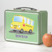 Cute happy yellow school bus cartoon (In situ)