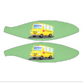 Cute happy yellow school bus cartoon basketbal (Panelen)