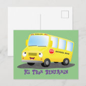 Cute happy yellow school bus cartoon briefkaart (Voorkant / Achterkant)